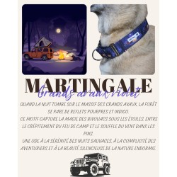 Martingale chien Grands Avaux Bleu – Collier artisanal imperméable B Wild Shop