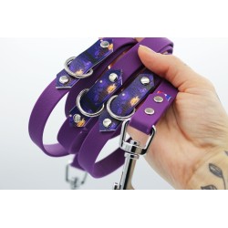 Laisse multipositions Grands Avaux violette – TPU imperméable & motifs UV | B Wild Shop