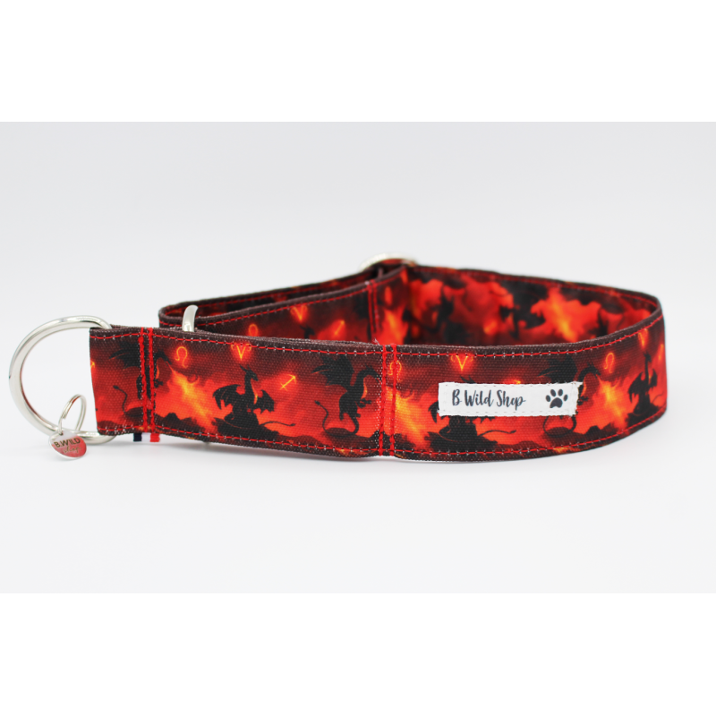 Martingale chien Élément Feu – Collier artisanal imperméable B Wild Shop Martingale chien Élément Feu – Collier artisanal imperméable B Wild Shop